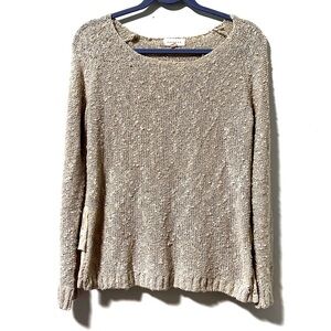 Promesa Beige Knubby Open Knit Lace Back Sweater Women’s Size Small Coquette